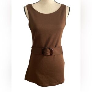 Women’s vintage Y2K tunic top with belt brown 2000s does the 70s medium